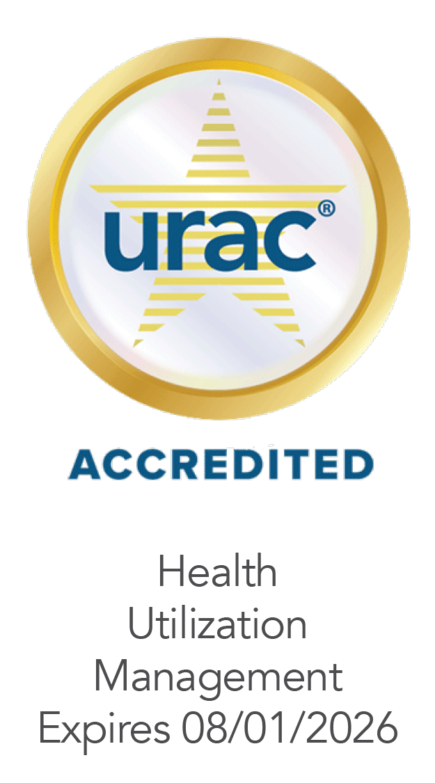 urac accredited badge for health utilization management which will expire 8/1/23