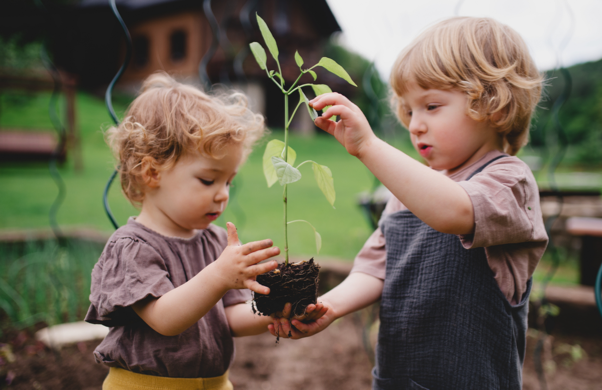 Children playing in garden